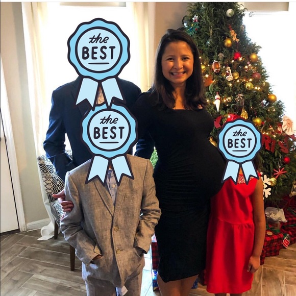 Fitted black maternity dress - Picture 1 of 2